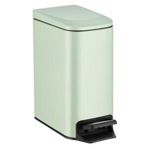 Green Slim Bathroom Trash Can with Lid Pedal Small Garbage Bin with Bucket